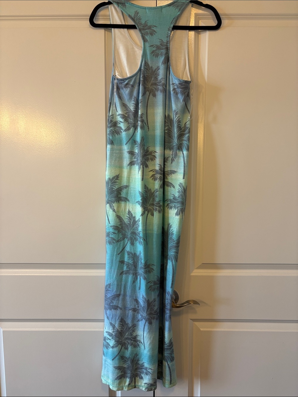 P.J. Salvage Tropical Palm Print Maxi Dress in Aqua and Green - Picture 3 of 4